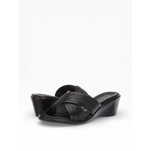 New Nordstrom Rack $75 Women 5.5 Italian shoemaker Leather Black Resort Beach